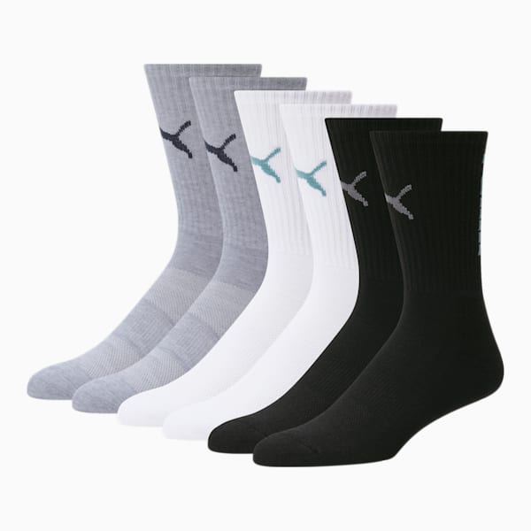 Terry Crew Men's Socks [6 Pack], GREY / BLUE, extralarge